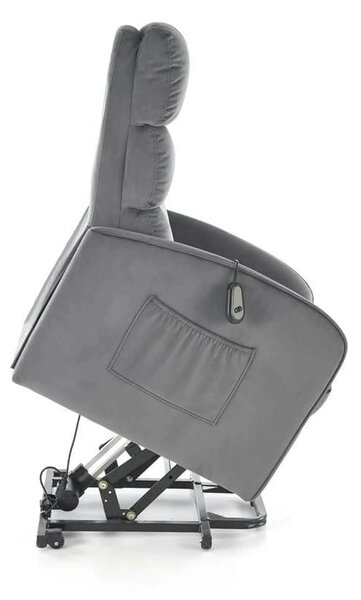 Fotoliu recliner MARONI, stofa catifelata gri - Bluvel 14, 62x92/165x1