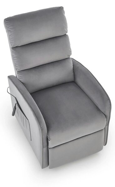 Fotoliu recliner MARONI, stofa catifelata gri - Bluvel 14, 62x92/165x1