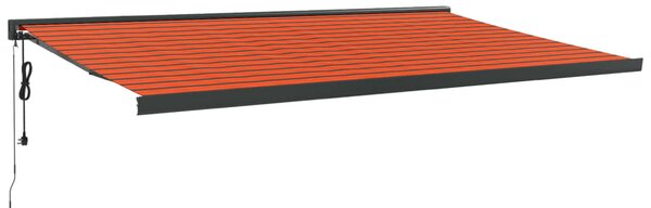 Copertină retractabilă portocaliu/maro 5x3 m, textil/aluminiu