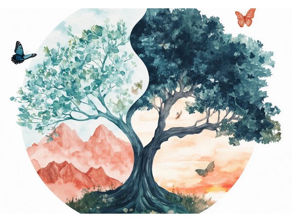 Tablou – Arbore acvarelă plin de viață (90x60 cm)