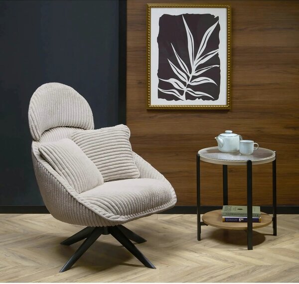 Fotoliu MERRY 2, cappuccino/negru, stofa catifelata/otel, 78x82x100 cm