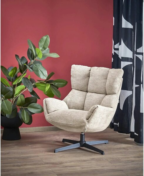Fotoliu pentru living ORINOKO, stofa clasica bej - Odin 28, 72x79x87 c