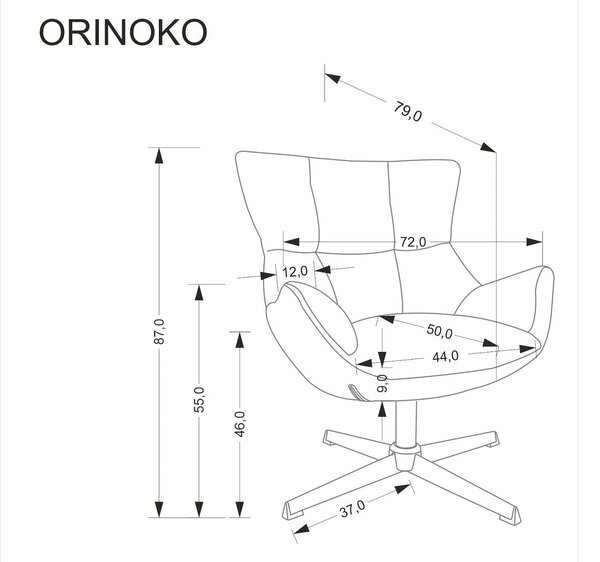 Fotoliu ORINOKO, stofa clasica gri - Odin 15, 72x79x87 cm