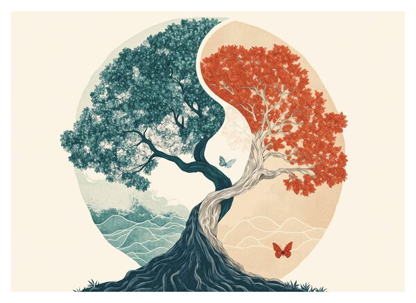 Tablou pe sticlă – Arbore plin de energie (70x50 cm)