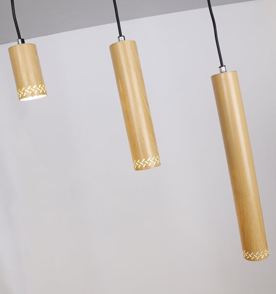 Lustră pe cablu TUBO 3xGU10/25W/230V lemn