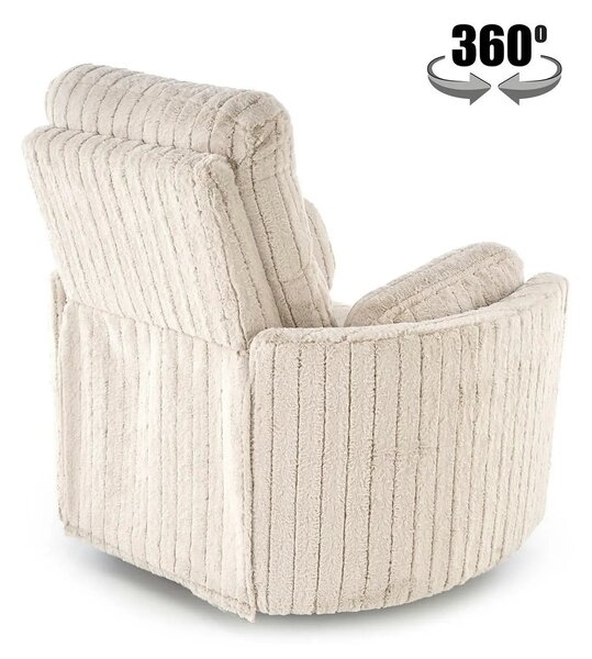 Fotoliu recliner PEGAS, stofa bej, 110x100/170x108/81 cm