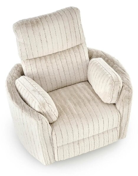 Fotoliu recliner PEGAS, stofa bej, 110x100/170x108/81 cm