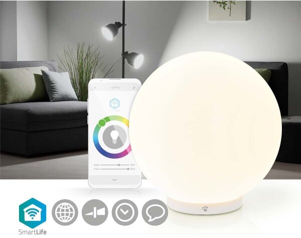 Lampă LED RGBW de masă dimabilă SmartLife LED/5W/5V Wi-Fi Nedis WIFILM10CWT