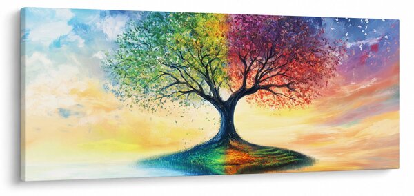 Tablou – Arbore pictat al anotimpurilor (120x50 cm)