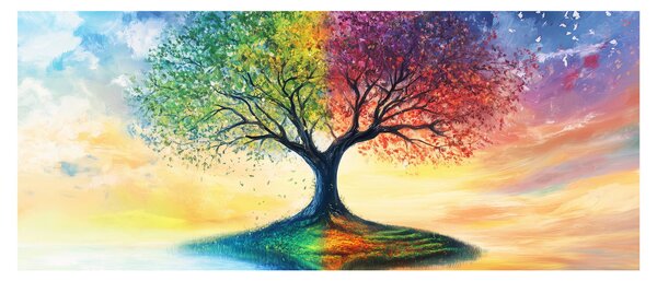 Tablou – Arbore pictat al anotimpurilor (120x50 cm)