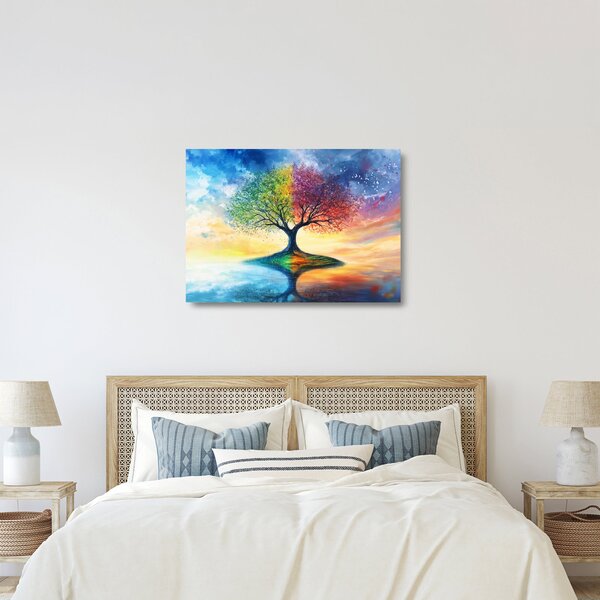 Tablou pe sticlă – Arbore pictat al anotimpurilor (70x50 cm)
