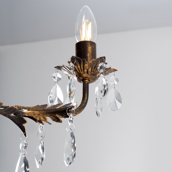 Lustră pe lanț TERESA 5xE14/6W/230V bronz ONLI