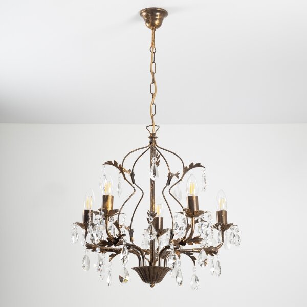 Lustră pe lanț TERESA 5xE14/6W/230V bronz ONLI