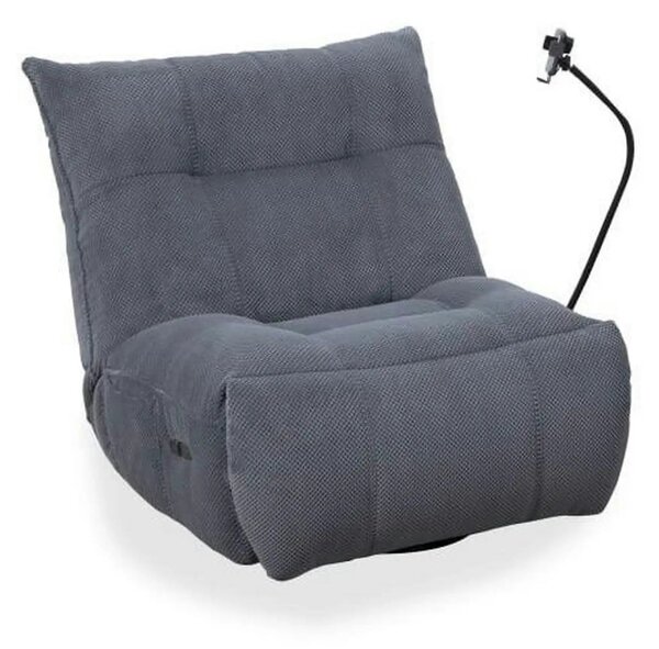 Fotoliu recliner MARCUS, gri/negru, stofa clasica/metal, 84x104x94 cm