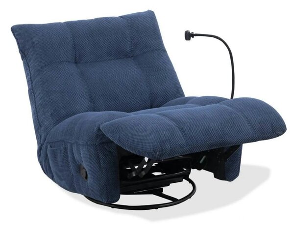 Fotoliu recliner MARCUS, albastru/negru, stofa clasica/metal, 84x104x9