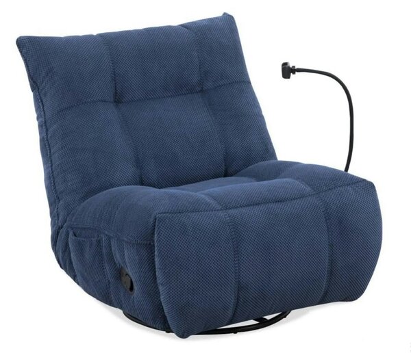Fotoliu recliner MARCUS, albastru/negru, stofa clasica/metal, 84x104x9