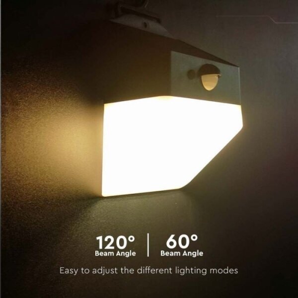 LED lampă solară de perete cu senzor, 2W, 3,7V, 4000K, IP65, 1200 mAh