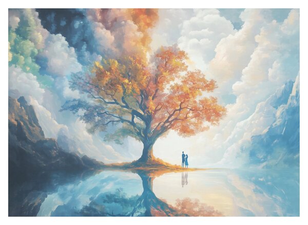 Tablou pe sticlă – Arborele vieții și al iubirii (70x50 cm)