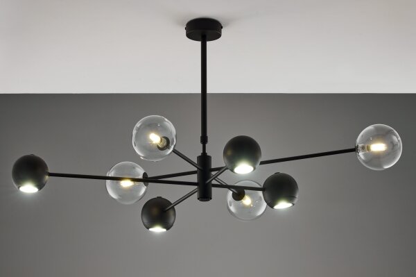 Lustră pe tijă Jupiter 1996 MOKA 4xGU10/10W/230V + 4xG9/10W/230V negru/transparent
