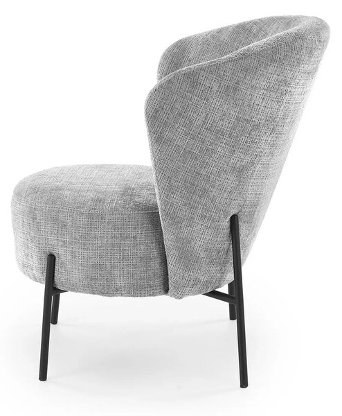 Fotoliu CEZAR, gri/negru, stofa catifelata/otel, 70x79x85 cm