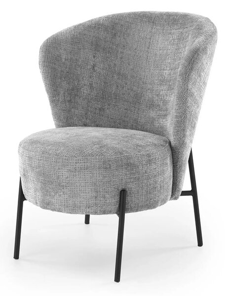 Fotoliu CEZAR, gri/negru, stofa catifelata/otel, 70x79x85 cm