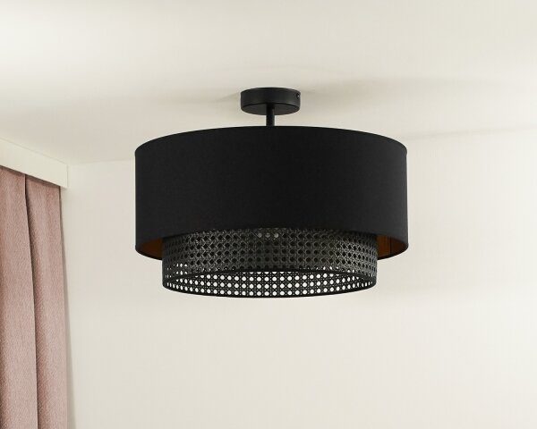 Lustră aplicată BOHO Duolla RATTAN 1xE27/15W/230V d. 45 cm negru