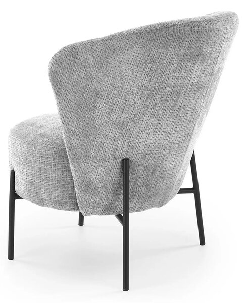 Fotoliu CEZAR, gri/negru, stofa catifelata/otel, 70x79x85 cm
