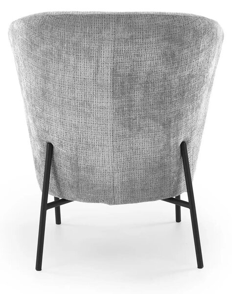Fotoliu CEZAR, gri/negru, stofa catifelata/otel, 70x79x85 cm
