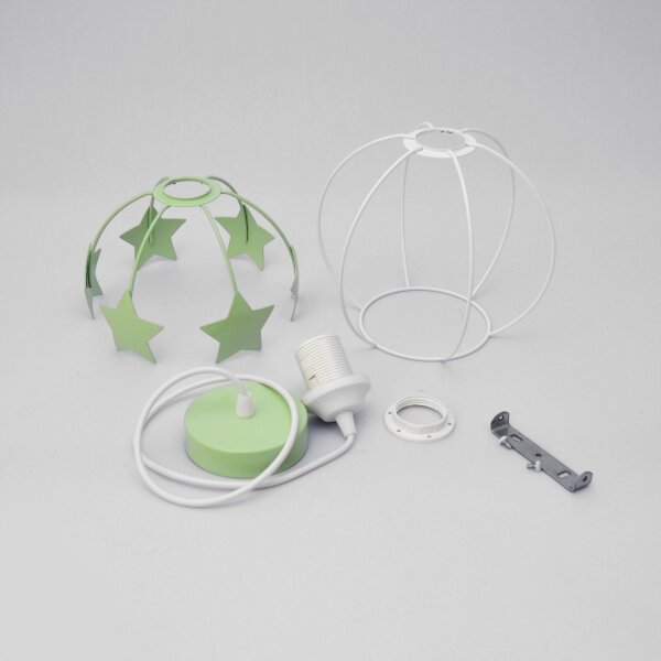 Lustră pe cablu pentru copii STARS 1xE27/15W/230V verde/alb