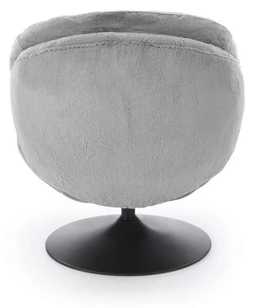 Fotoliu SHELL, blana artificiala gri - Lapit 06, 80x87x86 cm