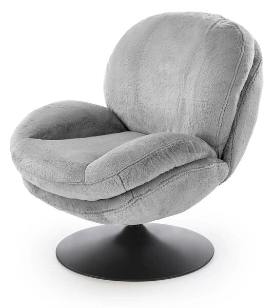 Fotoliu SHELL, blana artificiala gri - Lapit 06, 80x87x86 cm