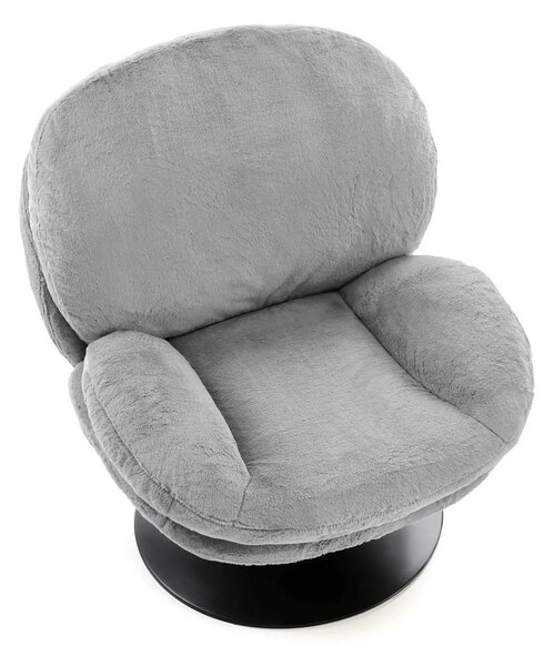 Fotoliu SHELL, blana artificiala gri - Lapit 06, 80x87x86 cm