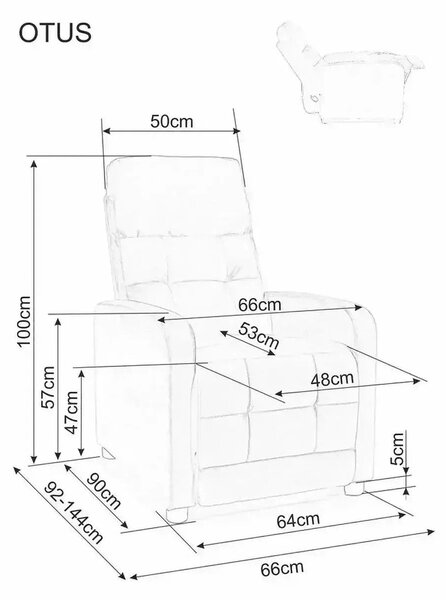Fotoliu rabatabil OTUS, stofa catifelata cappuccino - Bluvel 38, 66x92