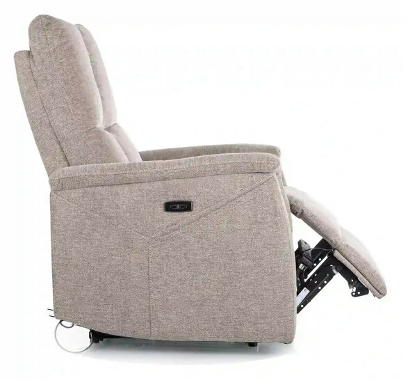 Fotoliu recliner NEPTUN M, bej, stofa clasica/metal, functie de masaj