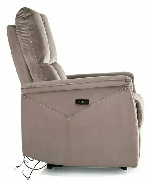 Fotoliu recliner NEPTUN, cappuccino, stofa catifelata/metal, 76x94/160
