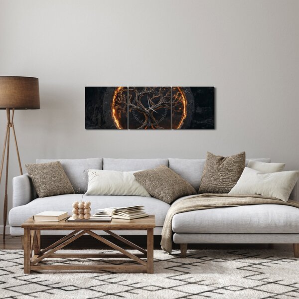 Tablou – Arborele vieții în lavă I. (cu ceas) (90x30 cm)