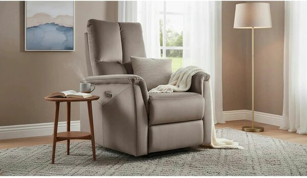 Fotoliu recliner NEPTUN, cappuccino, stofa catifelata/metal, 76x94/160