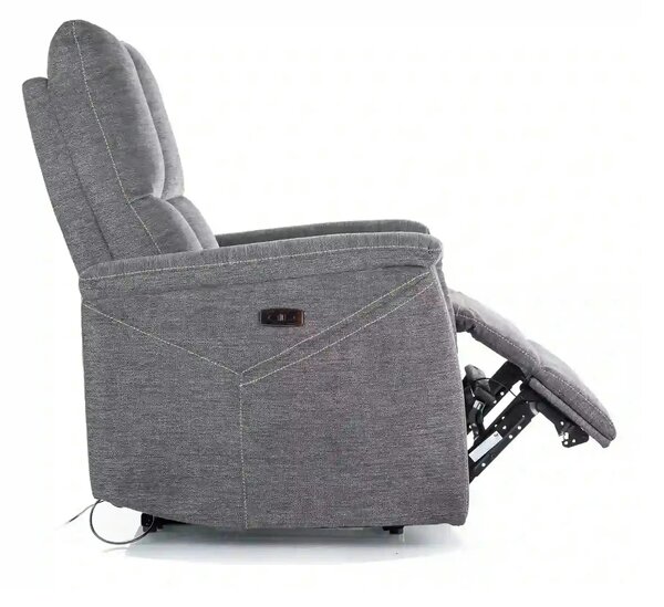 Fotoliu recliner NEPTUN M, gri inchis, stofa clasica/metal, functie de