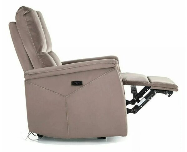 Fotoliu recliner NEPTUN, cappuccino, stofa catifelata/metal, 76x94/160