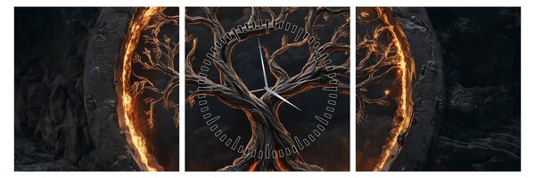 Tablou – Arborele vieții în lavă I. (cu ceas) (90x30 cm)