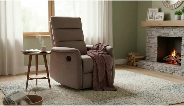 Fotoliu recliner SOLON M, stofa catifelata cappuccino - Bluvel 38, 74x
