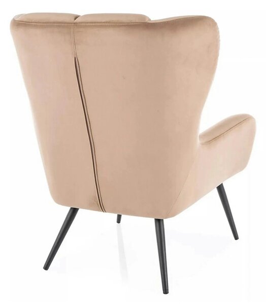 Fotoliu LOUIS, stofa catifelata bej - Bluvel 28, 75x87x91 cm