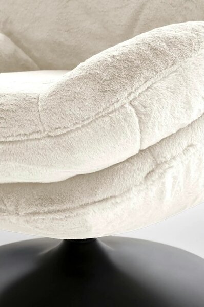 Fotoliu SHELL, blana artificiala crem - Lapit 23, 80x87x86 cm