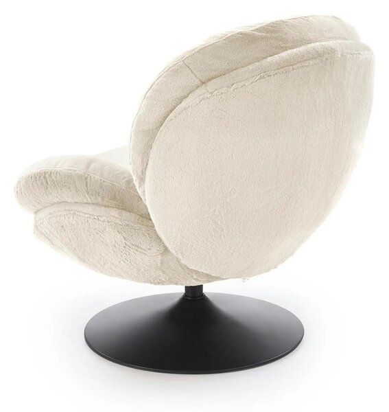 Fotoliu SHELL, blana artificiala crem - Lapit 23, 80x87x86 cm