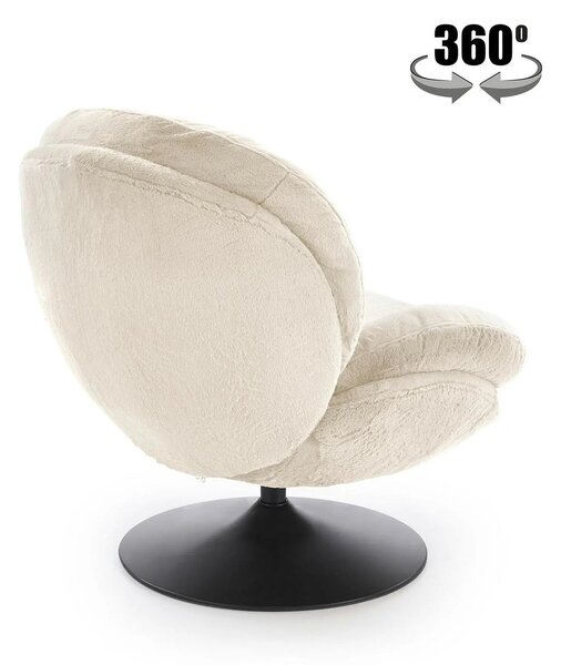 Fotoliu SHELL, blana artificiala crem - Lapit 23, 80x87x86 cm