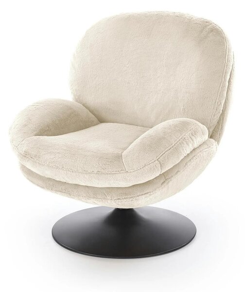 Fotoliu SHELL, blana artificiala crem - Lapit 23, 80x87x86 cm