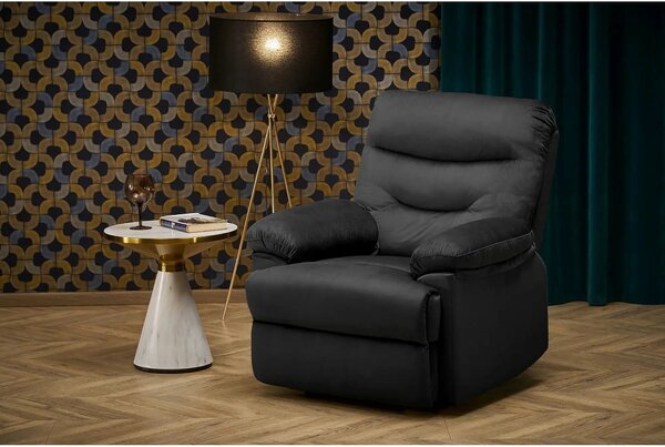 Fotoliu rabatabil DRAGER, negru, stofa catifelata/metal, 88x90/160x105