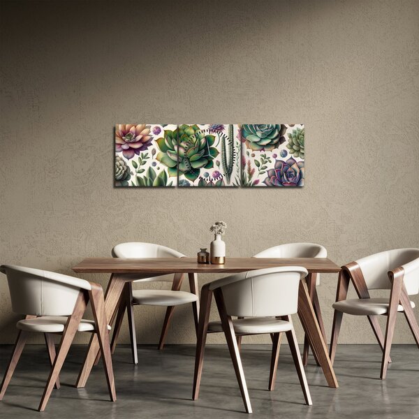 Tablou - Plante suculente (cu ceas) (90x30 cm)