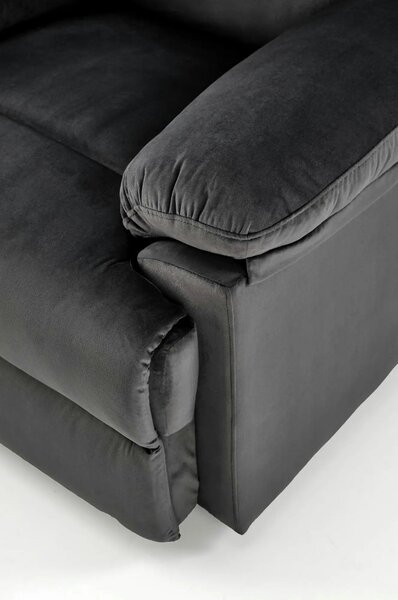 Fotoliu rabatabil DRAGER, negru, stofa catifelata/metal, 88x90/160x105
