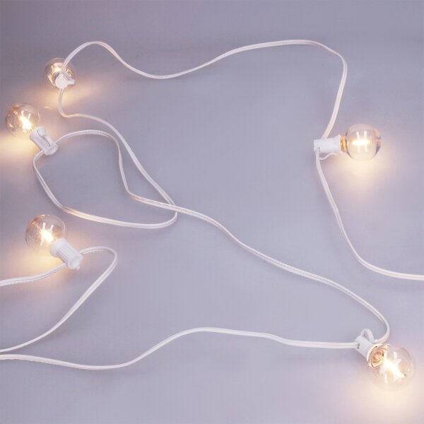 Brilagi GIRLANDA – ghirlandă LED decorativă pentru exterior, 25 x E12, 20 m, cablu alb, IP44, lumină albă caldă